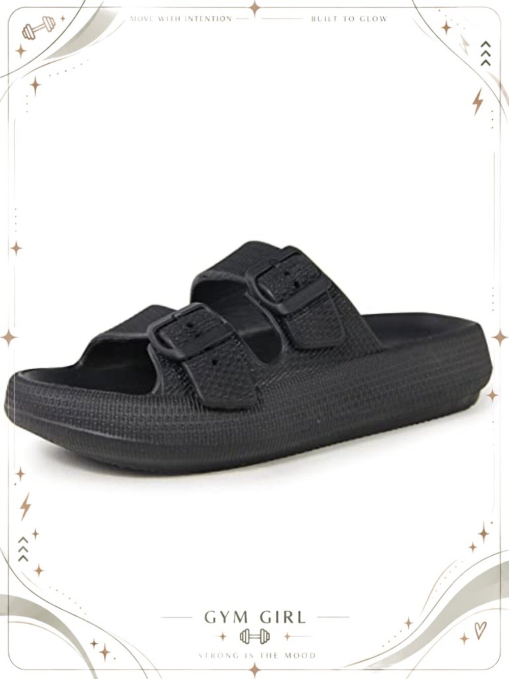 Pillow Slides Sandals Adjustable Buckle Thick EVA Sole Non-Slip Shower Beach